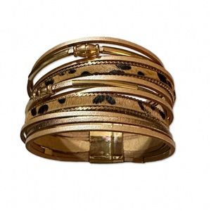 NWT Gold & Leopard Magnetic Bracelet